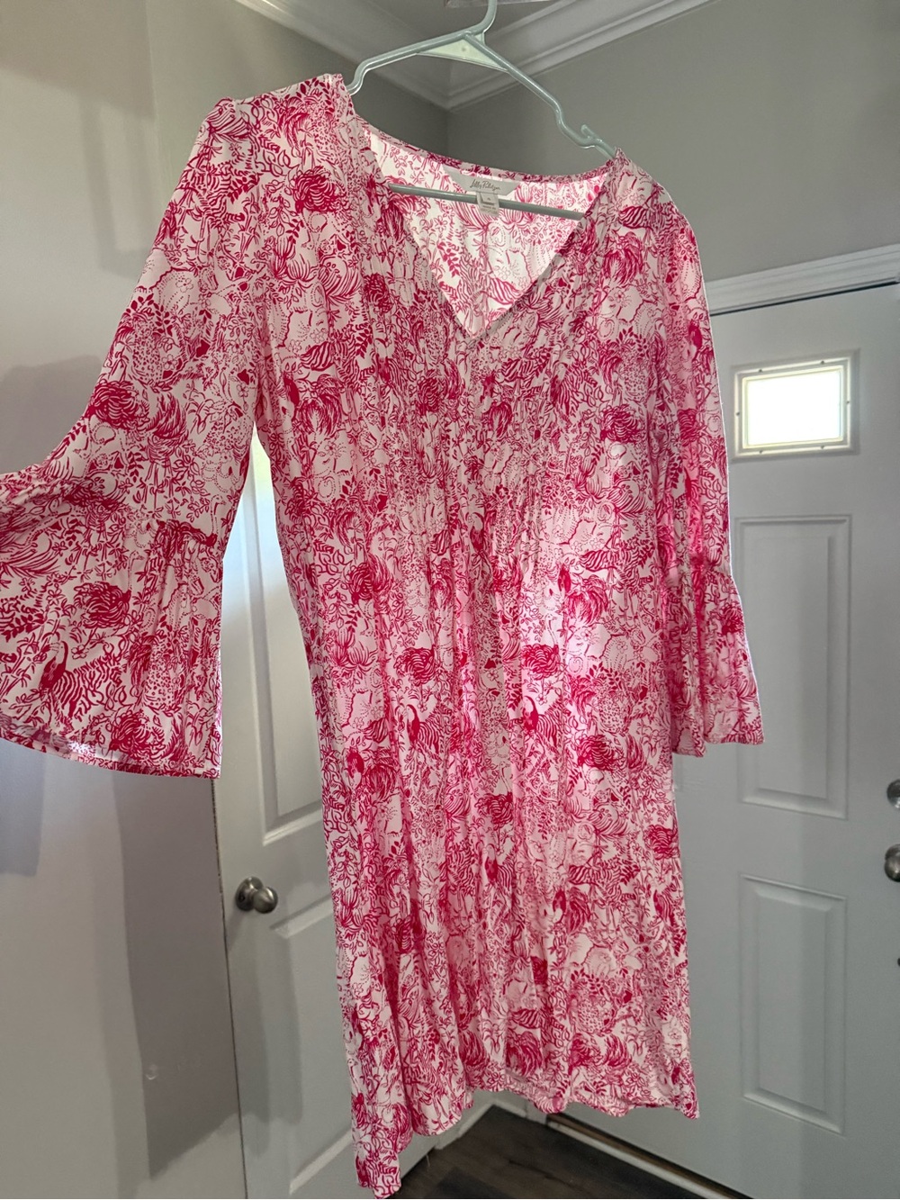 Pink & White Floral V-Neck Bell Sleeve Dress Lilly Pulitzer